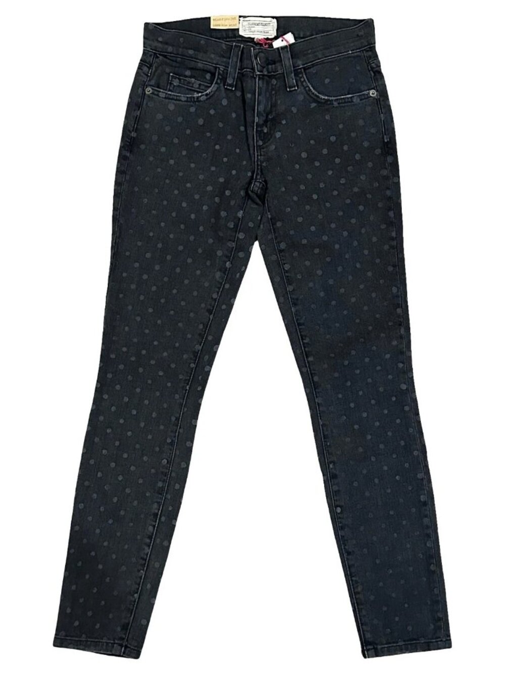 Current/Elliott The Stiletto Skinny Jeans Black Polka Revival Size 23 NWT $248